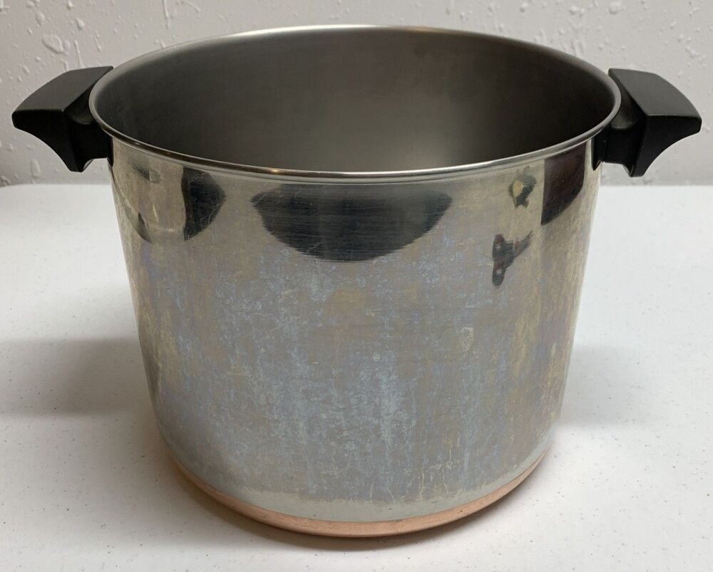 Vintage Revere Ware 1801 Copper Bottom 8 Qt Quart Stock Pot USA